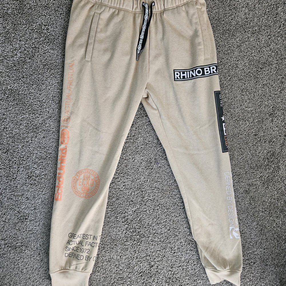 Echo Tan Joggers with Black & Orange Graphic Accents